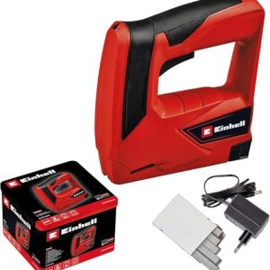 Einhell Zszywacz akumulatorowy TC CT 3,6 Li (3,6 V, 1,3 Ah, 30 strzałów/min, ergonom. Softgrip, bezpieczny nos, dostawa wraz z metalowym pudełkiem, ładowarką i zszywkami)