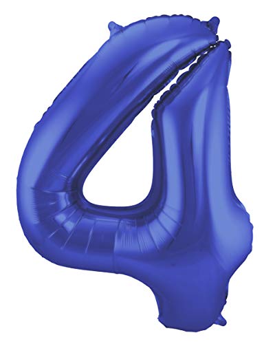 Balon foliowy, cyfra 4, 86 cm, niebieski - obrazek 1
