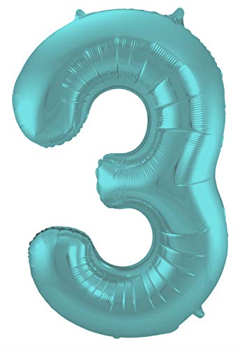 Folat Balon foliowy Cyfra 3 Pastelowy Aqua Metaliczne Mat 86 cm - obrazek 1