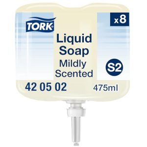 Tork Mini miękkie mydło w płynie 420502 Uniwersalne do dozowników S2 Wysokiej jakości świeże perfumy 8 x 475 ml