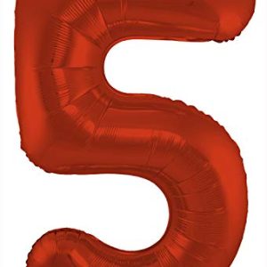 Folat Balon foliowy Cyfra 5 Czerwony Metaliczne Mat 86 cm Folat Balon foliowy Cyfra 5 Czerwony Metaliczne Mat 86 cm