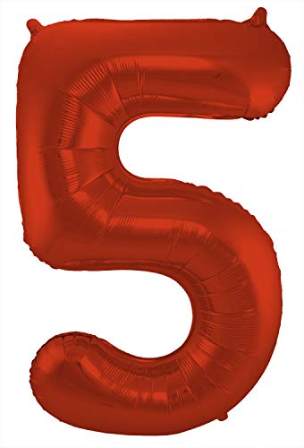 Folat Balon foliowy Cyfra 5 Czerwony Metaliczne Mat 86 cm - obrazek 1