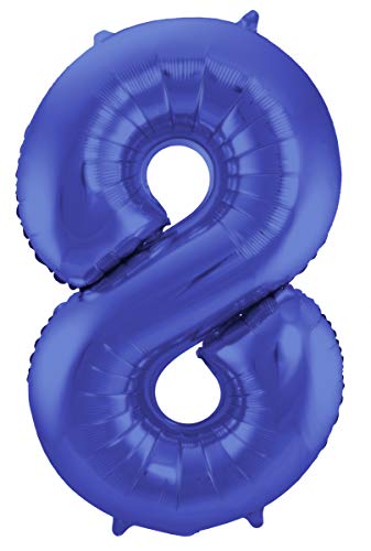 Balon foliowy, cyfra 8, 86 cm, niebieski - obrazek 1