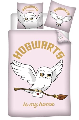 Harry Potter Hogwarts Sowa Różowa Pościel Komplet Pościeli 140×200