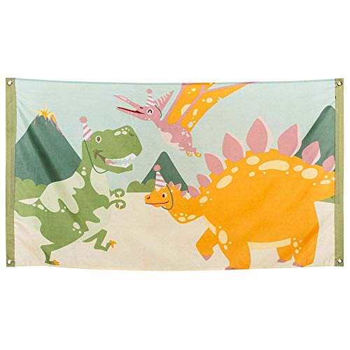 Boland 50052 flaga Dino, rozmiar 90 x 150 cm, poliester, dinozaury, baner, dekoracja ścienna, wisząca, urodziny dziecka, impreza tematyczna