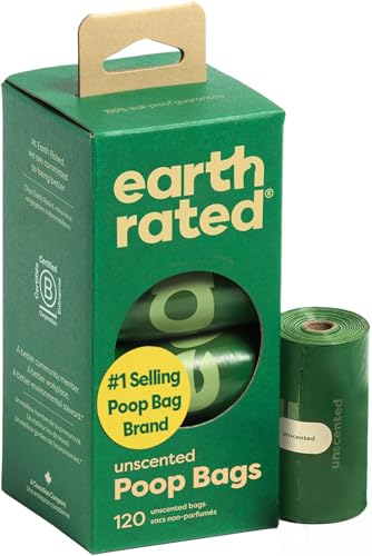 Earth Rated worki na odchody dla psów, gwarantowane, szczelne i bardzo grube odpady, rolki uzupełniające bezzapachowe, 120 szt