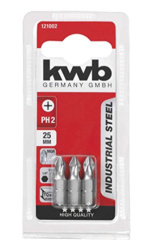 kwb 3 x bity 25 mm PH 2 Industrial Steel 121002 (TQ 60 stal, ISO 1173, napęd C 6.3) - obrazek 1