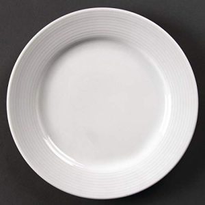 12 x Olympia Linear szeroko wykończone talerze serwisowe 200 mm porcelana biała