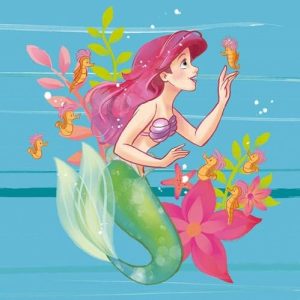 Disney Komar Fototapeta z włókniny Ariel Little Friends Rozmiar: 250 x cm (szerokość wysokość) pokój dziecięcy, tapeta IADX5 009