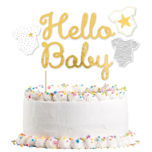 Dekoracja Papierowa Na Tort Topper Hello Baby - obrazek 1
