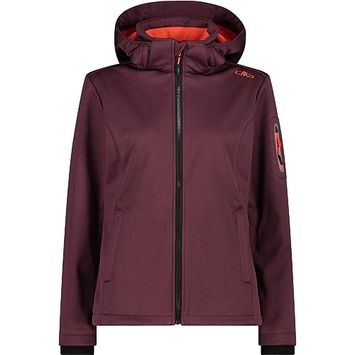 CMP damska kurtka Softshell melanżowa z odpinanym kapturem, Burgundy Mel, 48