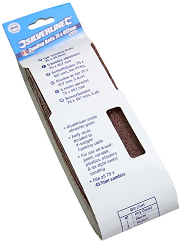 Silverline 171121 taśmy szlifierskie, 75 x 457 mm, 5 szt. ziarnistość 40