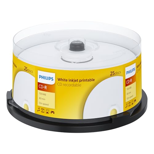 Philips Półprodukty CD R do zadrukowania (700 MB data/80 minut, 52 x nagrywanie High Speed, wrzeciono 25) Philips Półprodukty CD R do zadrukowania (700 MB data/80 minut, 52 x nagrywanie High Speed, wrzeciono 25)