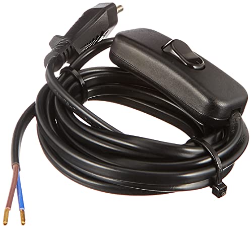 Kopp 140305098 euro przewód zasilający 2 m, z przełącznikiem pośrednim, czarny, m