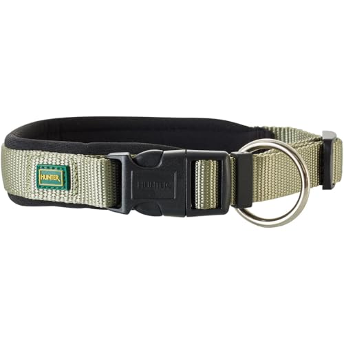 HUNTER NEOPREN VARIO PLUS obroża dla psa, nylon, wyściełana neoprenem, 30/1,5 (XS S), oliwkowy/czarny - obrazek 1