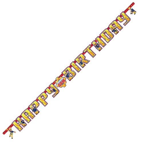 Baner Strażak Sam, Happy Birthday, żółto różowy, 1,8 m - obrazek 1