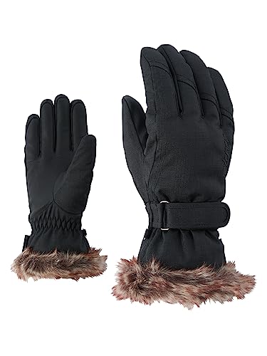 Ziener Damskie rękawiczki narciarskie KIM lady glove/do sportów zimowych ciepłe, oddychające, czarne (black stru), 6,5 Ziener Damskie rękawiczki narciarskie KIM lady glove/do sportów zimowych ciepłe, oddychające, czarne (black stru), 6,5