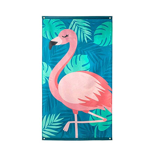 Boland 52551 flaga Flamingo, rozmiar 150 x 190 cm, poliester, baner, dekoracja ścienna, dekoracja, na urodziny dziecka, plaża, impreza, impreza tematyczna, karnawał