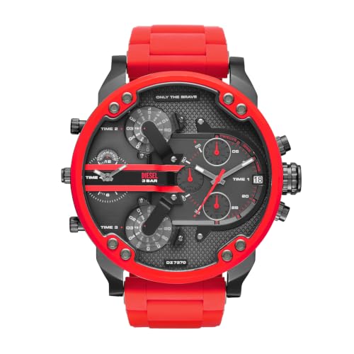 Diesel Mężczyźni Dz7370 Zegarek, Czerwony/Czarny, 57 mm