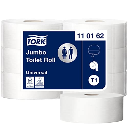 Tork 110162 Jumbo papier toaletowy w jakości Advanced do systemu T1 / 1 warstwowy kolorze białym/z wytłoczonym liściem laurowym, 6 x 2500 arkuszy - obrazek 1