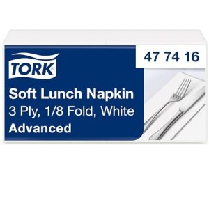 Tork biała miękka serwetka obiadowa, złożona w 1/8 Tork biała miękka serwetka obiadowa, złożona w 1/8