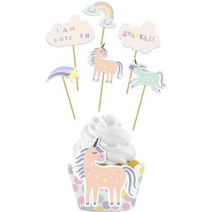 Folat 68303 Zestaw do dekoracji babeczek Unicorns & Rainbows 12 częściowy Folat 68303 Zestaw do dekoracji babeczek Unicorns & Rainbows 12 częściowy