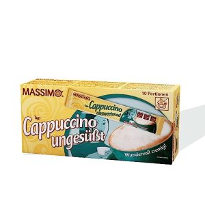 MASSIMO Cappuccino niesłodkie, 160 pałeczek, 16 x 10 patyczków po 12,5 g, korzystne opakowanie, rozpuszczalna kawa ziarnista, kakao, bez cukru, szybkie przygotowanie, zawartość kofeiny, instant