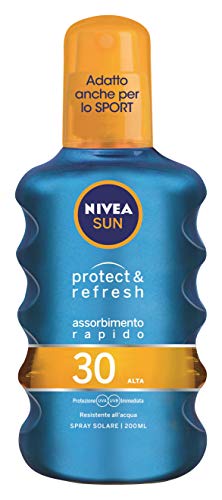Nivea SUN Spray Solar Protect & Dry Touch FP30 w butelce z rozpylaczem o pojemności 200 ml, szybko wchłaniający krem przeciwsłoneczny, 100% przezroczysty i przeciwsłoneczny