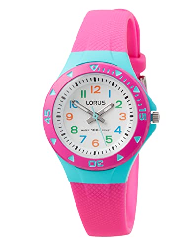Lorus Kids zegarek dziewczęcy ze stali nierdzewnej, różowo turkusowy, One Size, Dzieci