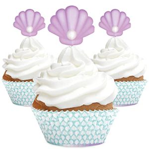 Fornitury i dekoracje do ciast Syrenka 24 sztuki Papier spożywczy Dekoracja muffinek Temat syreny Fornitury i dekoracje do ciast Syrenka 24 sztuki Papier spożywczy Dekoracja muffinek Temat syreny