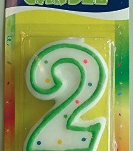 Świeczka do tortu, cyfra 2, zielony
