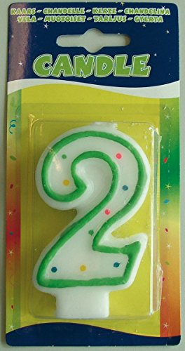 Świeczka do tortu, cyfra 2, zielony - obrazek 1