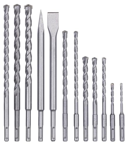 kwb by Einhell 12 częściowy zestaw wierteł udarowych SDS Plus (12 zestaw, pasuje do wszystkich młotowiertarek z uchwytem Plus, w zestawie: 10 Ø 5 16 mm, dłuto płaskie, spiczaste) - obrazek 1
