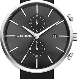 Jacob Jensen Męski chronograf kwarcowy zegarek ze skórzanym paskiem 620 Jacob Jensen Męski chronograf kwarcowy zegarek ze skórzanym paskiem 620