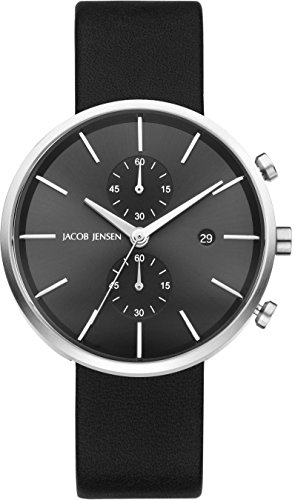 Jacob Jensen Męski chronograf kwarcowy zegarek ze skórzanym paskiem 620 - obrazek 1