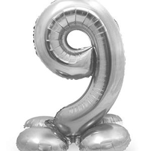 Folat Balon foliowy z podstawą numer 9 Srebrny 72 cm Folat Balon foliowy z podstawą numer 9 Srebrny 72 cm