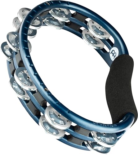 Meinl Percussion Podsufitka ręczna tamburyn 2 rzędowy z zakrzywionym uchwytem tworzywo ABS/aluminium, niebieski/srebrny (TMT1A B)