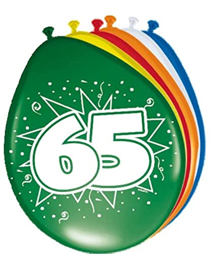 Folat Balony 65 Urodziny różne kolory 8 sztuk