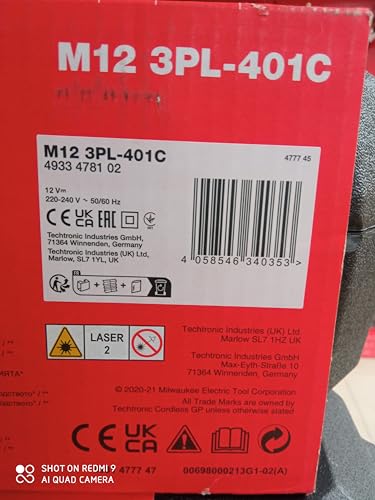 LASER VERT 3 LIGNES MILWAUKEE M12™ 360 M12 3PL 401C 4933478102, czarny