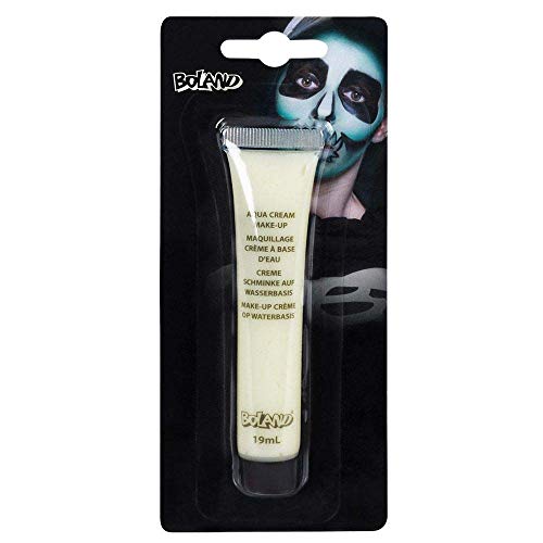 Boland 45175 Aqua Crème Make Up Glow in the Dark, pojemność 19 ml, w tubce, makijaż na bazie wody, impreza tematyczna, karnawał, Halloween - obrazek 1