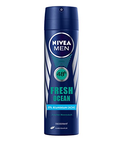 Nivea Men Dezodorant Fresh Ocean Spray bez aluminium, 6 opakowania (6 x 150 ml)