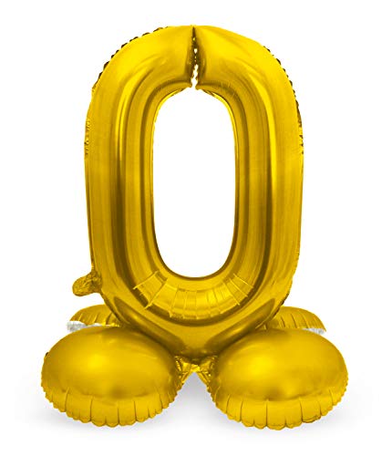 Folat Balon foliowy z podstawą numer 0 złoty 72 cm - obrazek 1