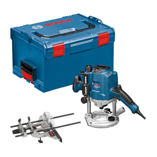 Bosch Professional Frezarka górnowrzecionowa GOF 1250 CE (klucz płaski 19 mm, prowadnica równoległa z precyzyjną regulacją, adapter do bolców kopiujących, tuleja zaciskowa, walizka L BOXX 238)