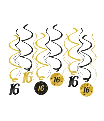 PD Party 16. urodziny spirale sufitowe dekoracja urodzinowa rocznicowa z czarnego złota na PD Party 16. urodziny spirale sufitowe dekoracja urodzinowa rocznicowa z czarnego złota na