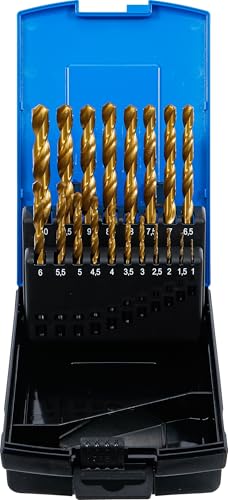 BGS Technic Zestaw Wierteł Spiralnych HSS Powlekane Azotkiem Tytanu 1-10 mm 19 szt.