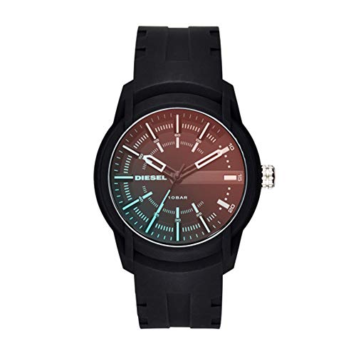 Diesel Mężczyźni Armbar Silicone Zegarek na Rękę, Czarny, Ø 45 mm
