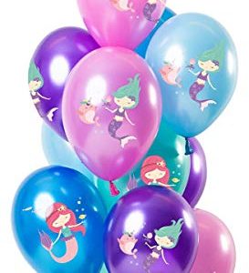Folat 68880 balony syrenki, wielokolorowe, metaliczne, 30 cm, 12 sztuk, lateksowe z helem, dekoracja urodzinowa, niebieskie, zielone, różowe, fioletowe, cm Folat 68880 balony syrenki, wielokolorowe, metaliczne, 30 cm, 12 sztuk, lateksowe z helem, dekoracja urodzinowa, niebieskie, zielone, różowe, fioletowe, cm