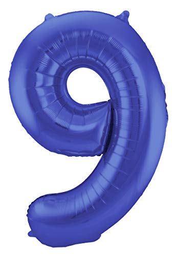 Balon foliowy, cyfra 9, 86 cm, niebieski - obrazek 1