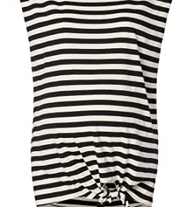 Supermom Damska koszulka bez rękawów w paski na ramiona, Black P090, 36