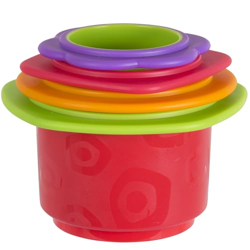 Playgro Zabawki kąpielowe, kubeczki do układania w stos, 4 sztuki, zabawka dla niemowląt, od 9. miesiąca życia, nie zawierają BPA, kolorowe, 40217
